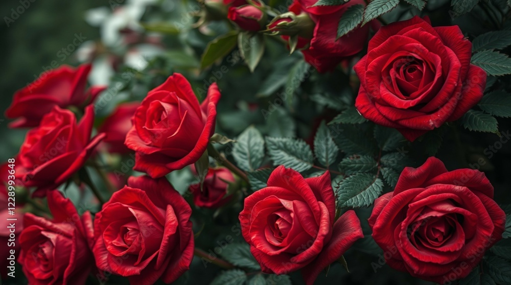 Luxurious Red Roses in Full Bloom Botanical Garden Floral Photography Nature Close-up Beauty Luxurious Red Roses in Full Bloom Botanical Garden Floral Photography Nature Close-up Beauty