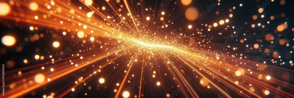 Fototapeta premium Abstract light trails with glowing particles in motion