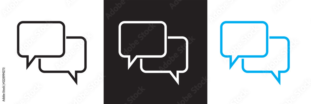 Speech bubble icon set. Editable stroke. isolated on white and black background. vector illustration. EPS 10 Speech bubble icon set. Editable stroke. isolated on white and black background. vector illustration. EPS 10