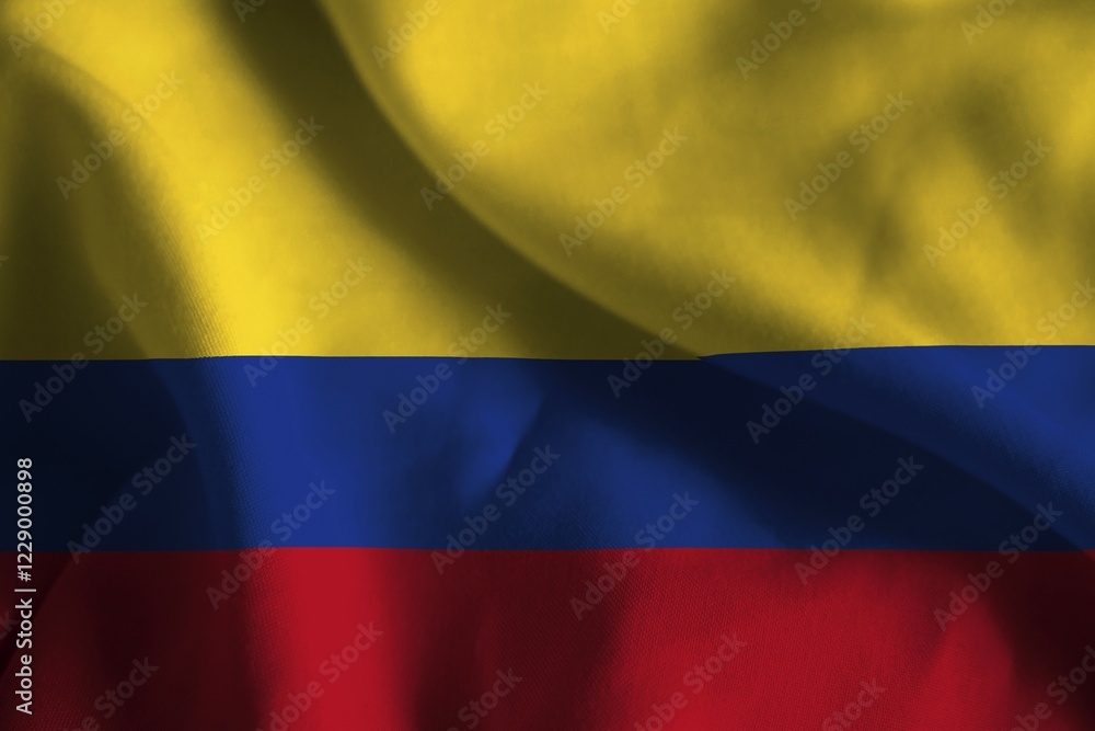 Fototapeta premium A ruffled fabric flag of Colombia