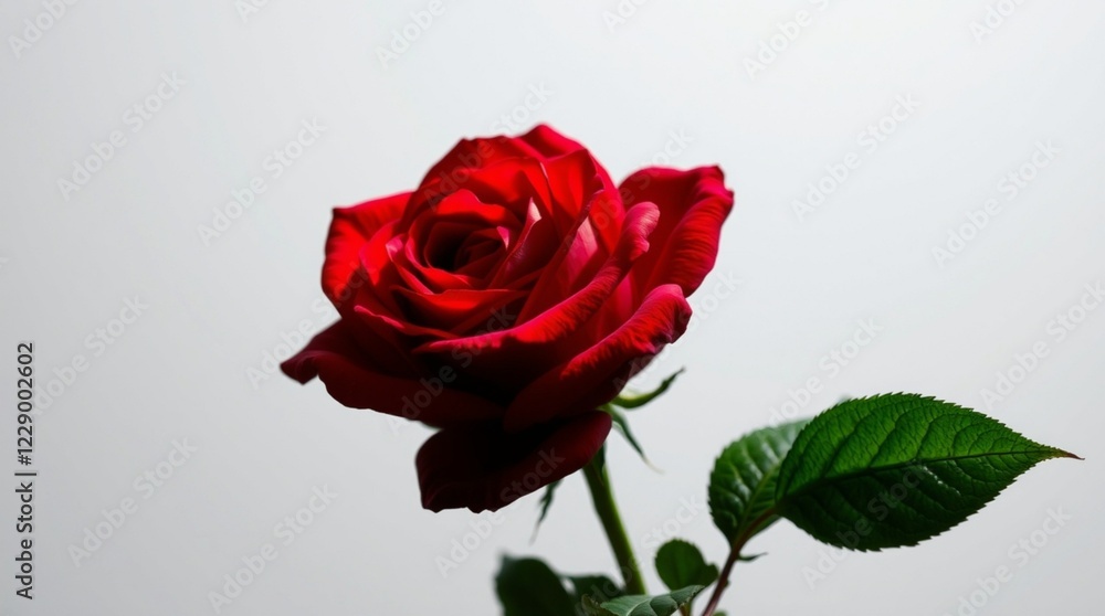 Luxurious Red Rose in Full Bloom White Background Floral Photography Soft Petals Elegance Luxurious Red Rose in Full Bloom White Background Floral Photography Soft Petals Elegance