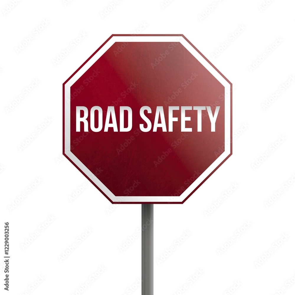 Road safety, red sign isolated on white background Road safety, red sign isolated on white background