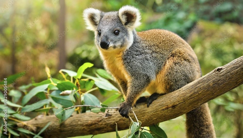 Obraz premium AI generated, animal, animals, mammal, mammals, biotope, habitat, one, individual, foraging, wildlife, derby's woolly opossum (Caluromys derbianus), AI generated