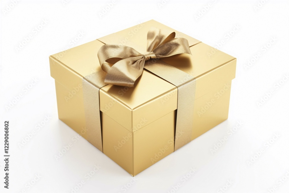 Golden gift box on white background. KI generiert, generiert AI generated Golden gift box on white background. KI generiert, generiert AI generated