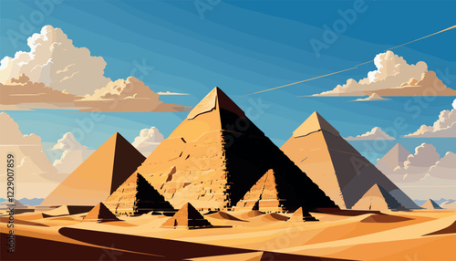 Ancient Egyptian Pyramids Under Blue Sky