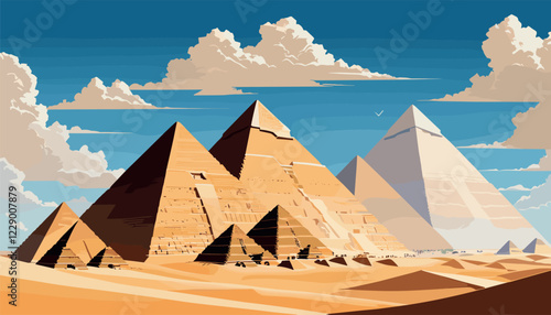 Ancient Egyptian Pyramids Under Blue Sky
