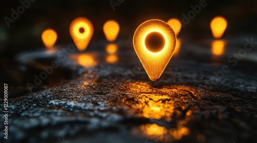 Wallpaper Mural Glowing map pin on dark background. Torontodigital.ca