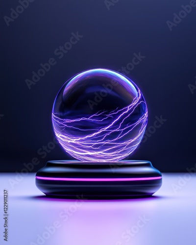 An illuminated crystal ball showcasing electric arcs, representing innovation and the future of technology. photo