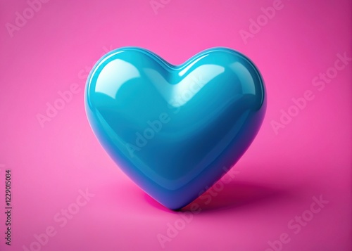 Blue Heart on Pink Background - Abstract Design