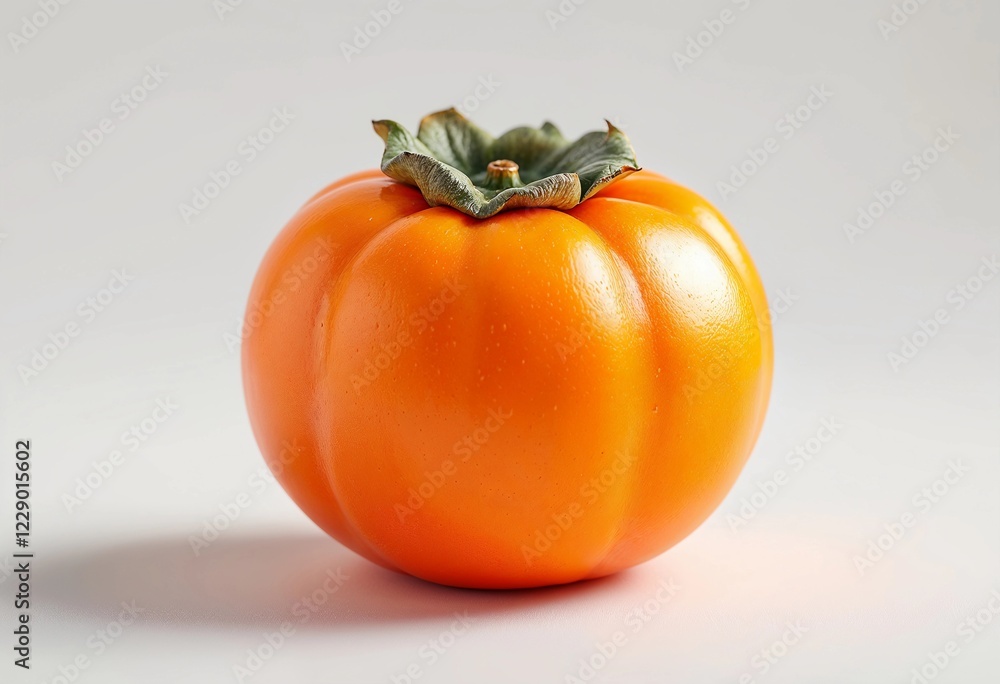 Distinctive Orange Persimmon Captured Elegantly Against a Soft Backdrop. Generative AI Distinctive Orange Persimmon Captured Elegantly Against a Soft Backdrop. Generative AI