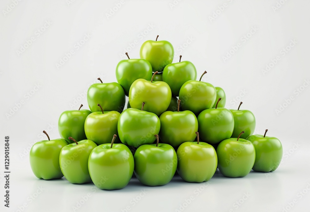 Green Apples Arranged in an Artistic Pyramid Shape on a Bright Surface. Generative AI Green Apples Arranged in an Artistic Pyramid Shape on a Bright Surface. Generative AI