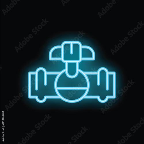 Neon blue valve with flanges is controlling water flow in a pipe