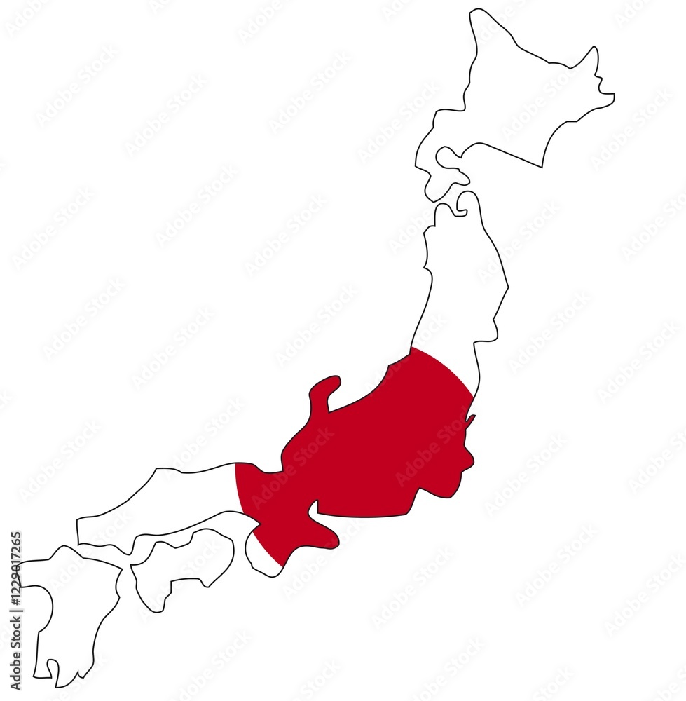 Japan, flag, outline, Asia