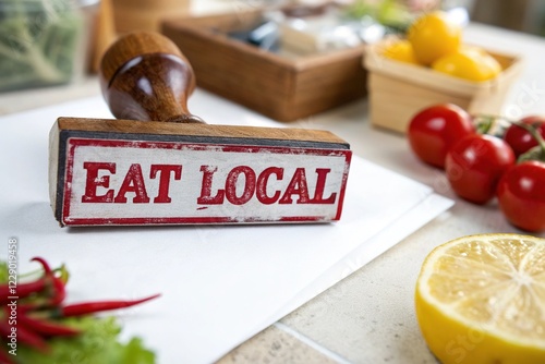 Eat Local Grunge Stamp - AI Photo photo