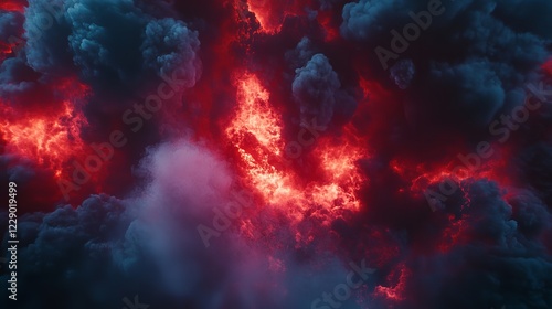 Wallpaper Mural Intense flames and smoke in vivid red and black hues Torontodigital.ca