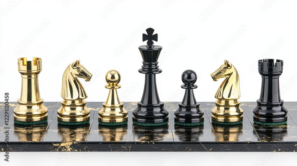 Luxury chess set with gold-coated pieces in an elegant golden setting Luxury chess set with gold-coated pieces in an elegant golden setting