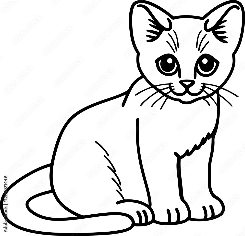 Cute kitten outline vector illustration, black and white animal drawing, pet line art for coloring Cute kitten outline vector illustration, black and white animal drawing, pet line art for coloring