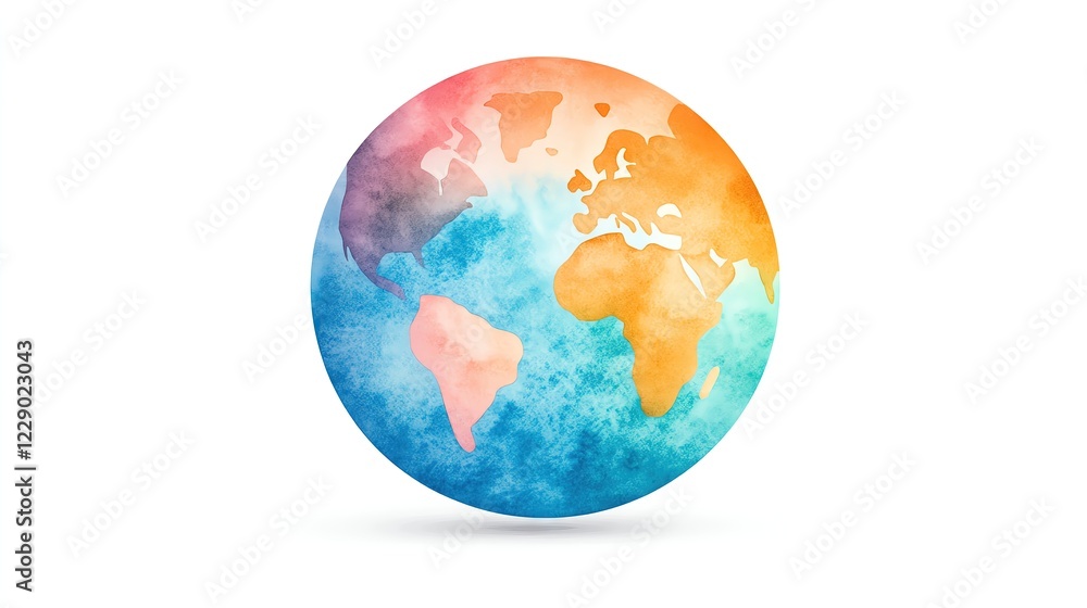 Fototapeta premium Global Political Shifts Colorful watercolor globe representing Earth. international enterprise