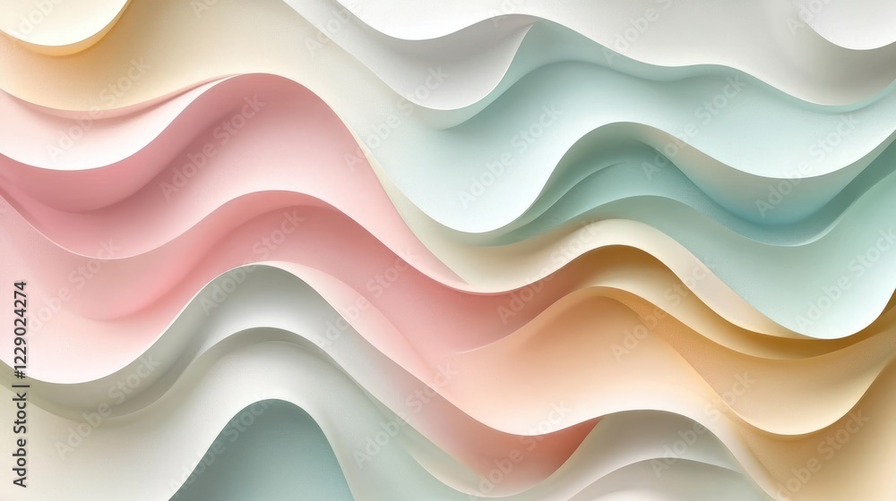Obraz premium Abstract pastel waves, flowing paper texture background.