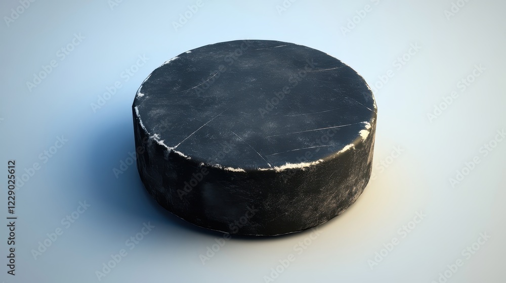 Fototapeta premium Black Circular Object on Smooth Surface with Subtle Lighting Effects