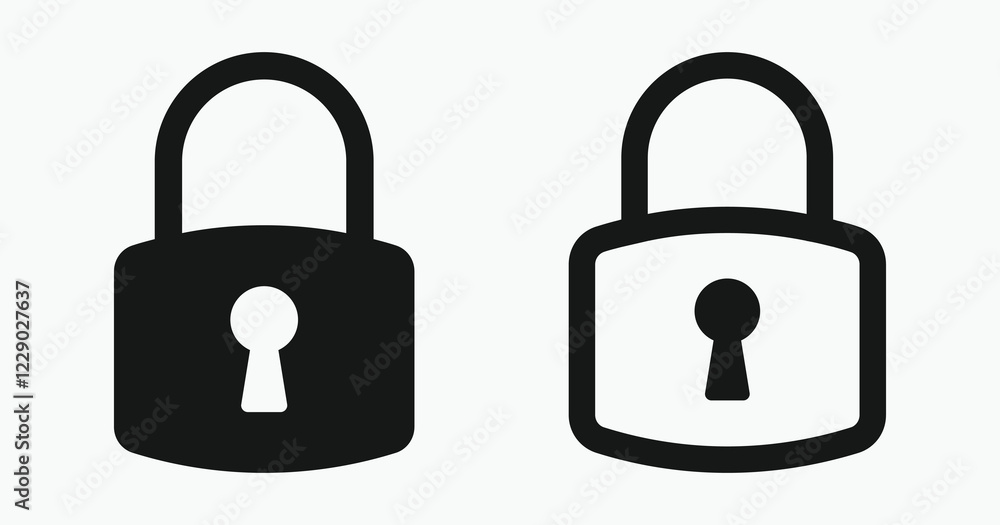 Lock icon set with white background. Includes locked and unlocked icons. security symbol. Lock icon set with white background. Includes locked and unlocked icons. security symbol.