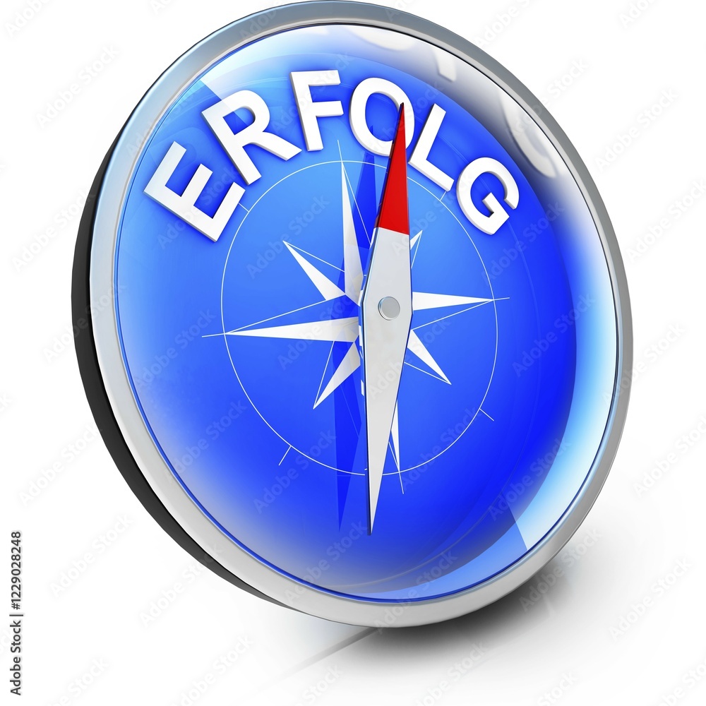 3D rendering of a compass with a german success icon 3D rendering of a compass with a german success icon