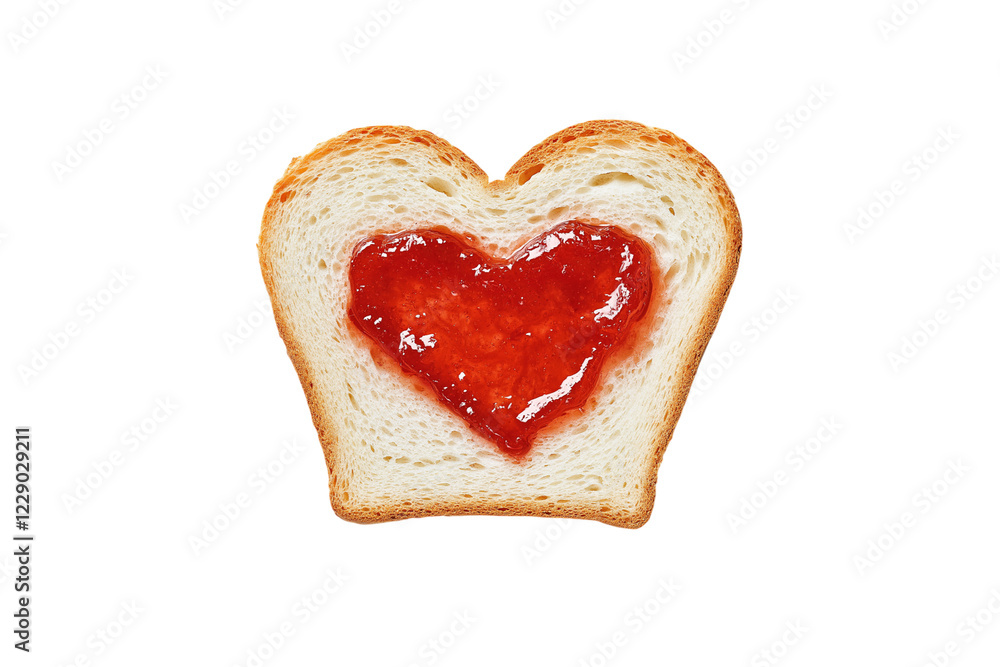 toasted slice of bread with heart shaped of strawberry jam isolated on png and transparent background Generative Ai. toasted slice of bread with heart shaped of strawberry jam isolated on png and transparent background Generative Ai.