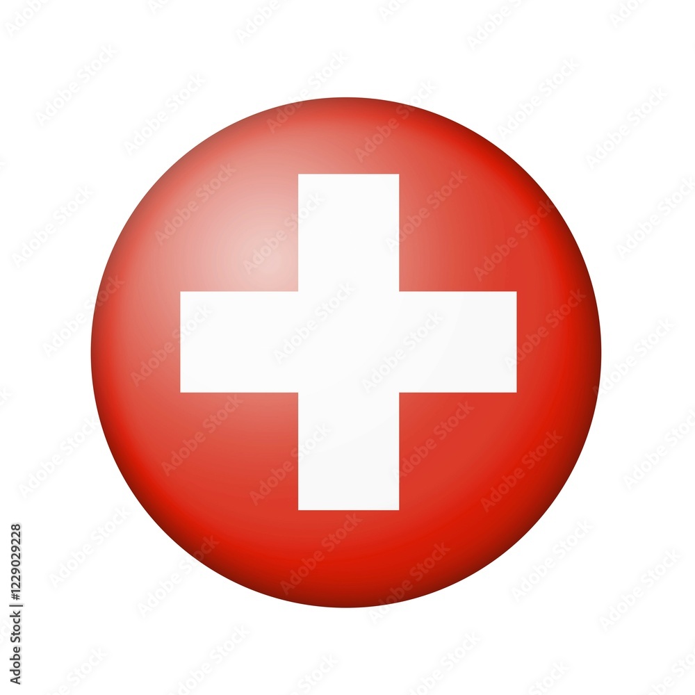 The Swiss flag. Round matte icon. Isolated on white background The Swiss flag. Round matte icon. Isolated on white background
