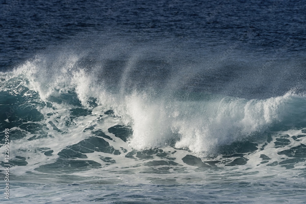 Surf in the Pacific Ocean, Easter Island, Valparaiso, Chile, Polynesia, Oceania, South America Surf in the Pacific Ocean, Easter Island, Valparaiso, Chile, Polynesia, Oceania, South America