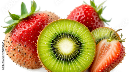 Exotic Fusion of Kiwi and Strawberry Delight created with Generative Ai. photo