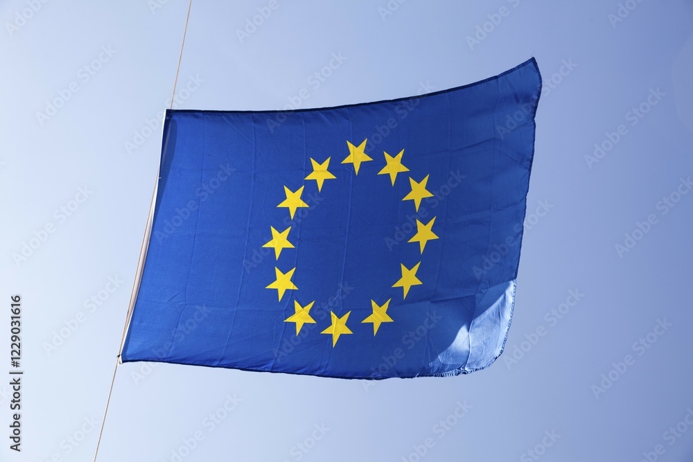 European flag against blue sky