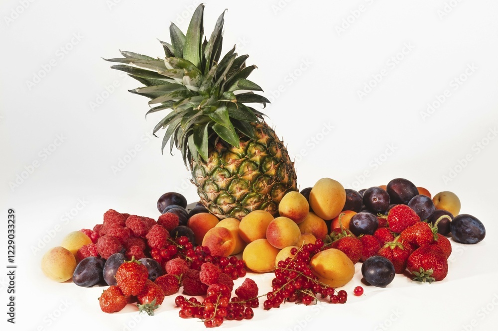 Fruit, still life, white background