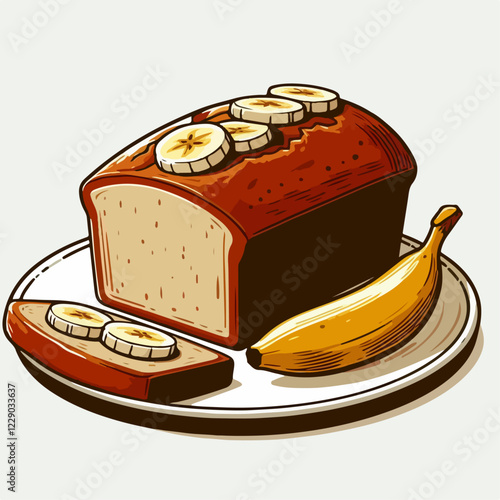 banana bread vector illustration