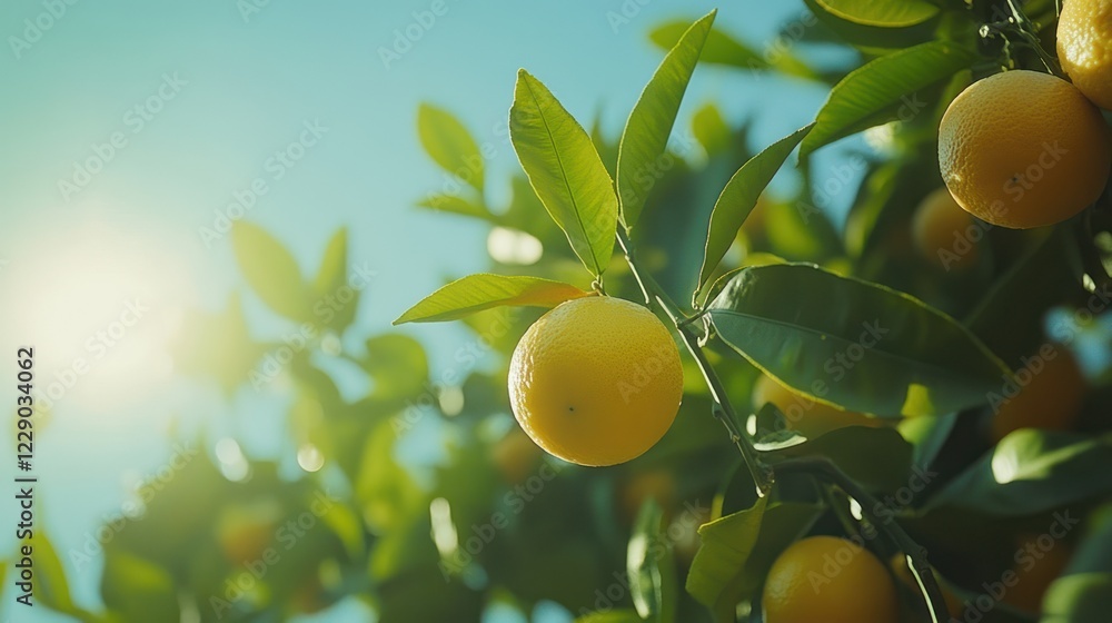 Ripe oranges on a tree branch in sunlight. (1) Ripe oranges on a tree branch in sunlight. (1)