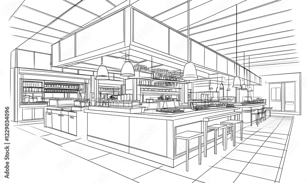 Fototapeta premium Food courts icons set. Outline set of food courts, generation AI 