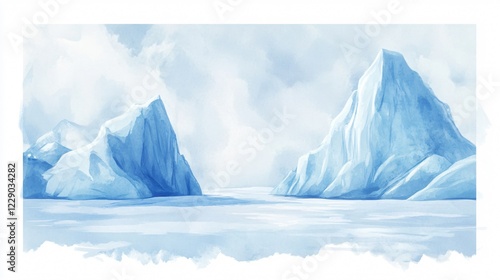 Majestic Ice Formations Watercolor Art Illustration