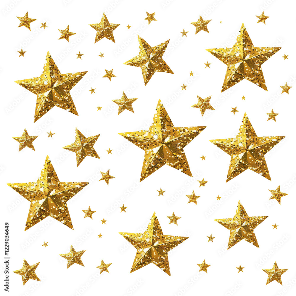 Gold glittering stars flying in the air, vector illustration on a white background, flat design, minimalism, simple design, simple shapes, no shadows alpha, transparent background png Gold glittering stars flying in the air, vector illustration on a white background, flat design, minimalism, simple design, simple shapes, no shadows alpha, transparent background png