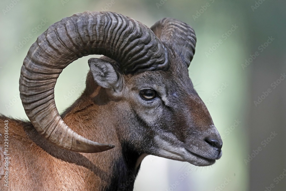 Mufflon (Ovis gmelini musimon), aries, animal portrait, Germany, Europe Mufflon (Ovis gmelini musimon), aries, animal portrait, Germany, Europe
