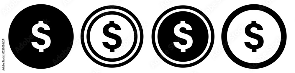 Obraz premium Coins icon set simple design