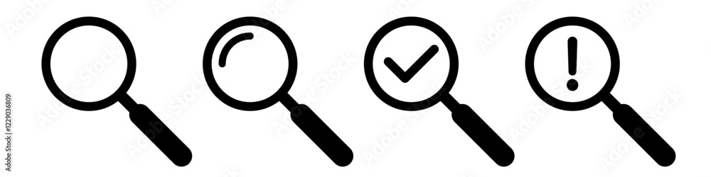 Magnifying glass icon symbol set Magnifying glass icon symbol set