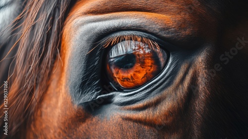 Extreme close up of horse eye for equine art and design photo