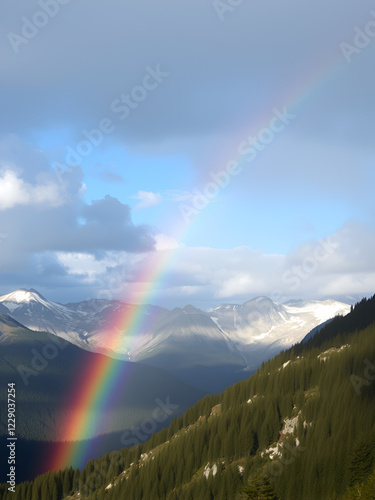 rainbow over the mountains made by midjourney photo