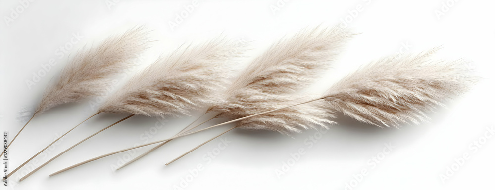 Obraz premium Beige pampas grass stems on white