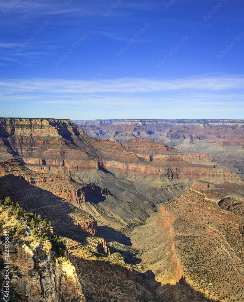 Canyon landscape, gorge of the Grand Canyon, view from Mather Point, eroded rock landscape, South Rim, Grand Canyon National Park, Arizona, USA, North America Canyon landscape, gorge of the Grand Canyon, view from Mather Point, eroded rock landscape, South Rim, Grand Canyon National Park, Arizona, USA, North America