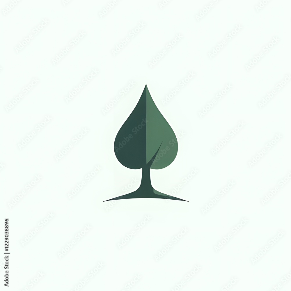 Fototapeta premium Minimalist Leaf Icon Symbolizing Nature and Sustainability