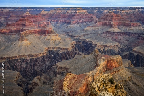 Gorge of the Grand Canyon, Colorado River, view from Rim Walk, eroded rock landscape, South Rim, Grand Canyon National Park, near Tusayan, Arizona, USA, North America photo