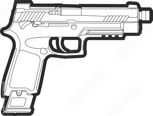 The icon of the new standard army pistol SIG Sauer M17 semi-automatic is a black line, the icon is in a thick outline.