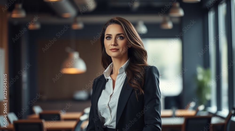 A business lady standing in an office A business lady standing in an office