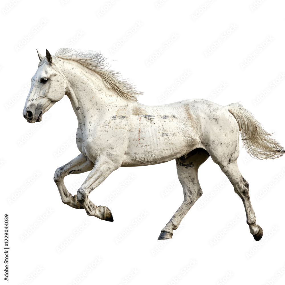 Horse running in side view, isolated on a white background. alpha, transparent background png Horse running in side view, isolated on a white background. alpha, transparent background png