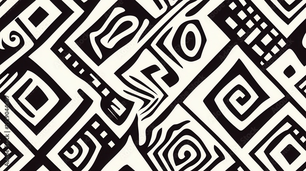 Intricate Black and White Pattern Featuring Unique Geometric Shapes for Modern Design Inspiration Intricate Black and White Pattern Featuring Unique Geometric Shapes for Modern Design Inspiration